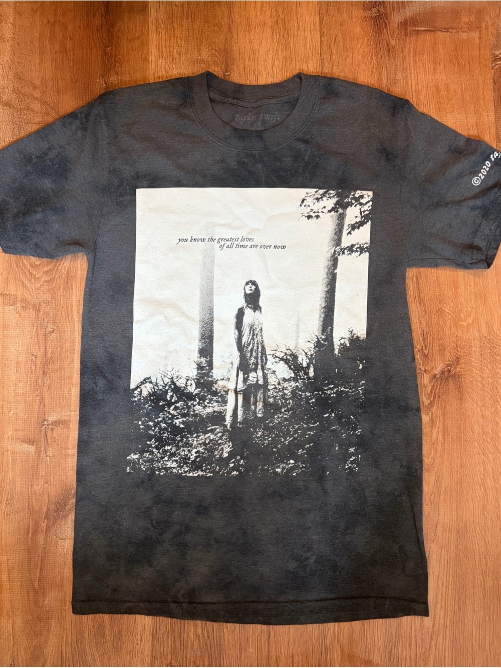 Taylor Swift Folklore Tie-Dye Short-Sleeve Graphic Tee with Monochrome Photo